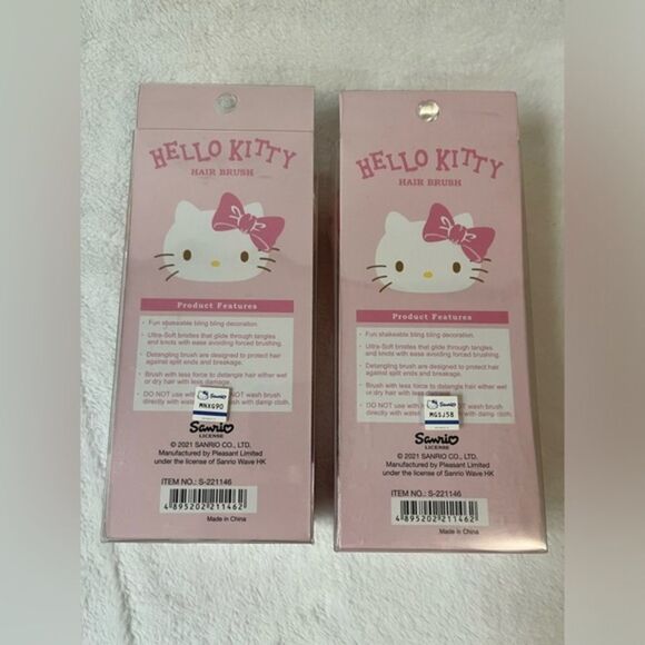 2 Sets Sanrio Hello Kitty Graphic Glitter Hair Brush Heart Shape - Picture 7 of 11